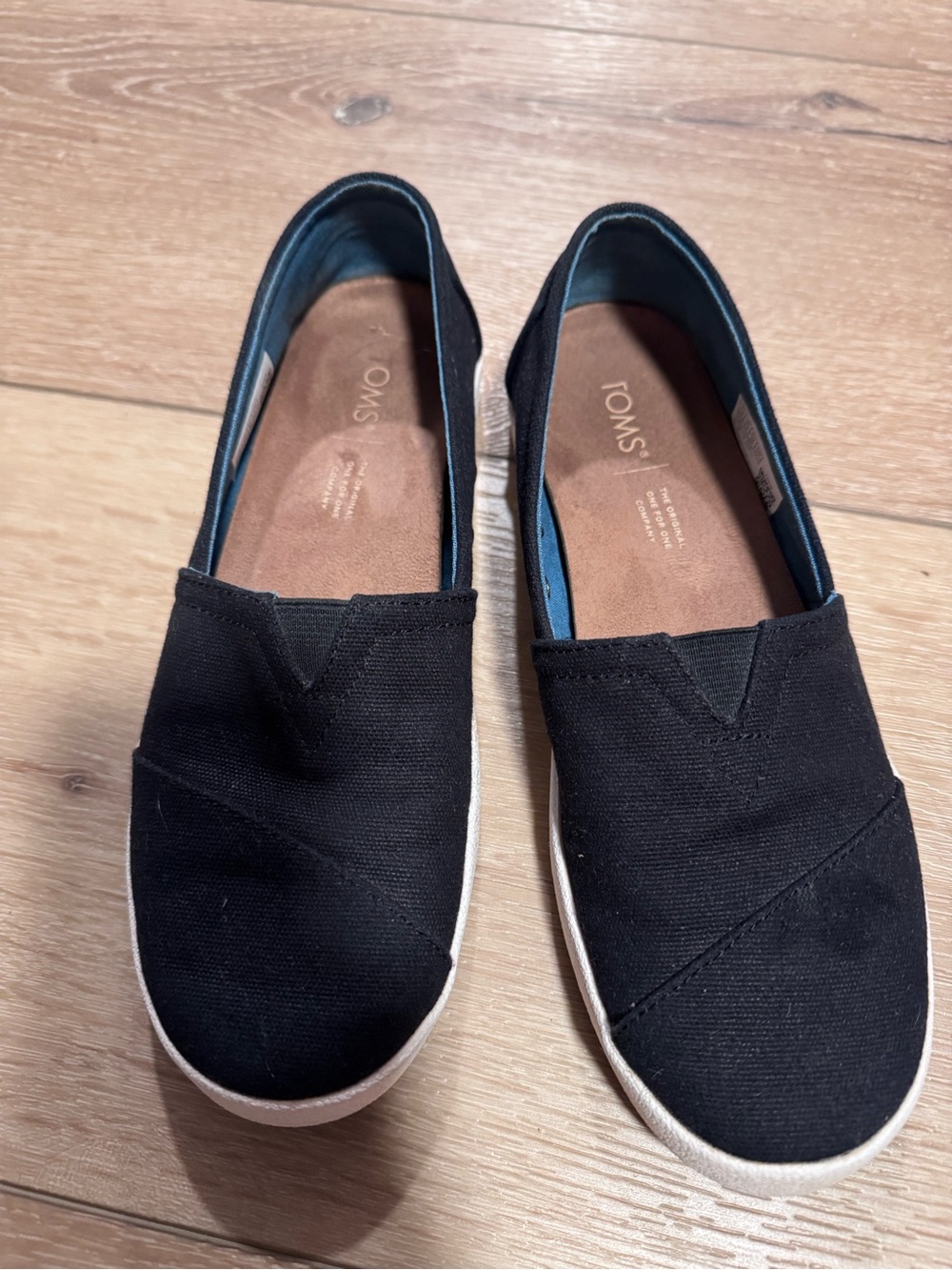 TOMS Black Canvas Slip-On Flats